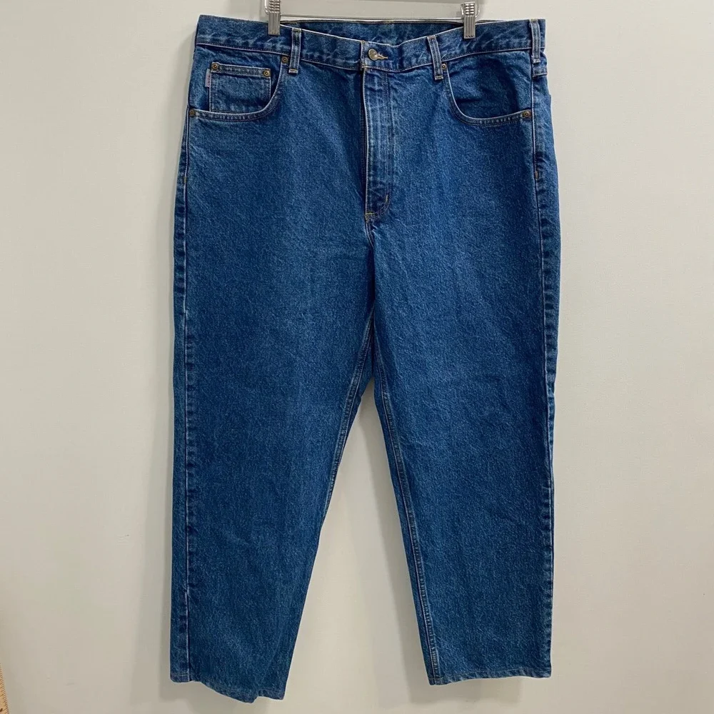 Carhartt Jeans Men 40x30 Blue B17-DST Relaxed Fit Tapered Leg Dark Stone Denim